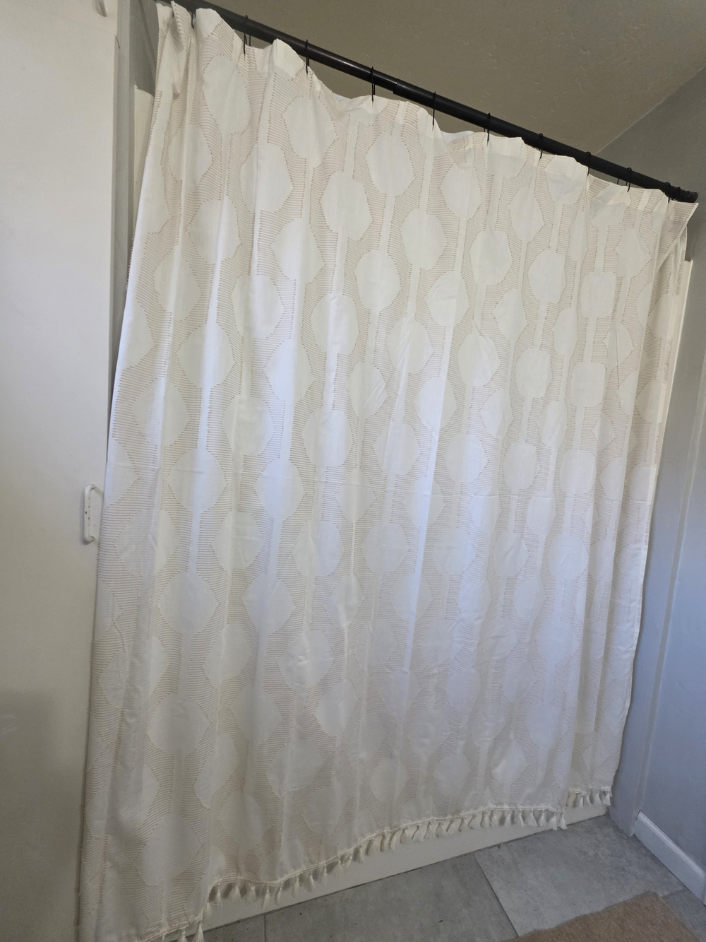 Opalhouse Cream Textured Tassel Shower Curtain
